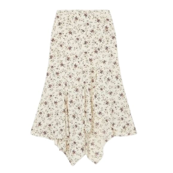 Veronica Beard Ecru Floral Mac Silk Blend Midi Skirt Women...